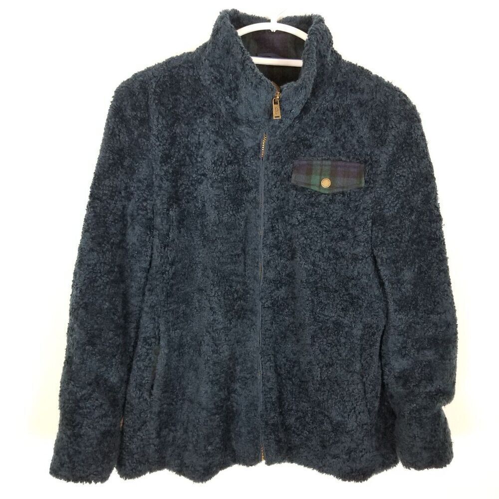 Pendleton Women's Full Zip Jacket‎ Size L Blue  Fuzzy Teddy Bear Outdoor